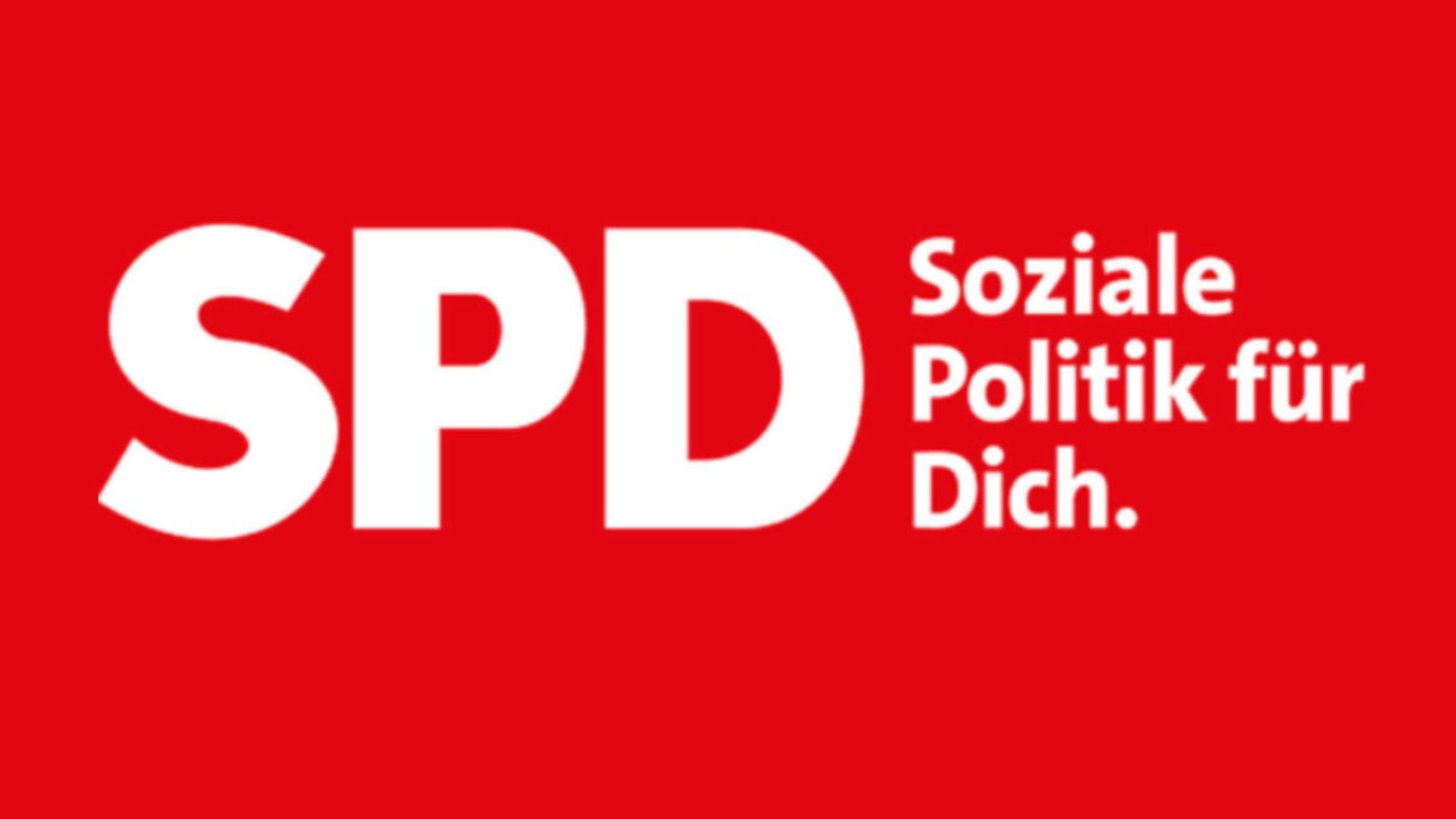 Weißer Text auf rotem Hintergrund. Es steht geschrieben: SPD - Soziale Politik für Dich.